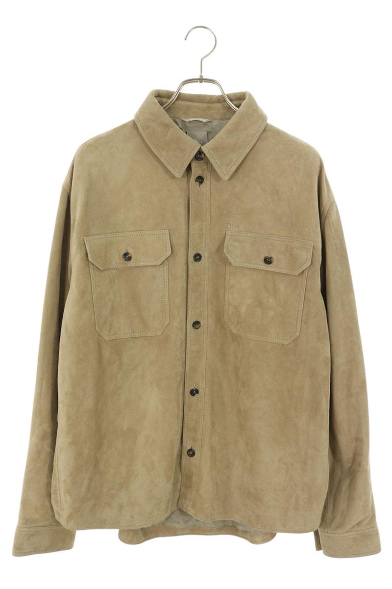 DIOR Suede Front Logo Shirt Jacket Beige Size L