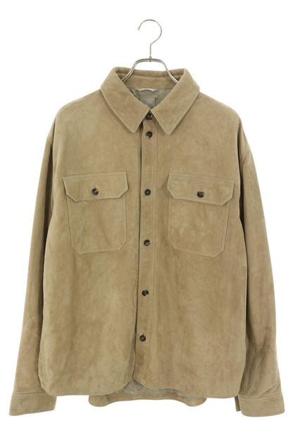 DIOR Suede Front Logo Shirt Jacket Beige Size L