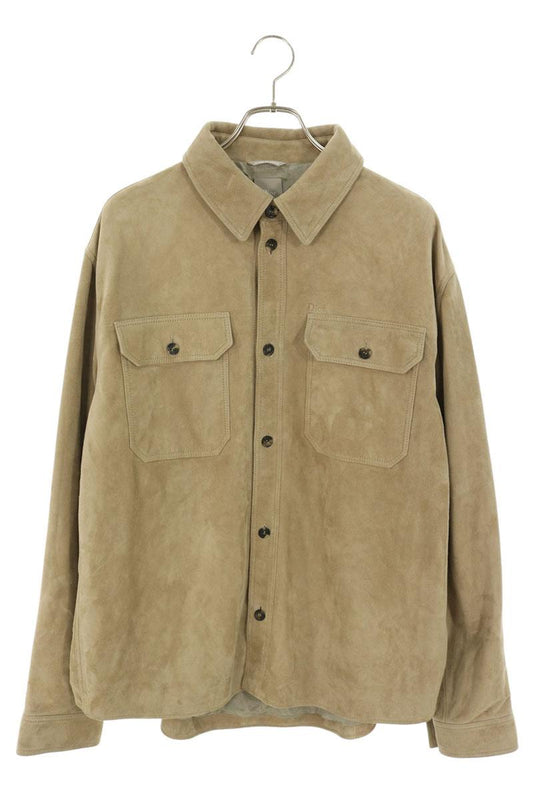 DIOR Suede Front Logo Shirt Jacket Beige Size L