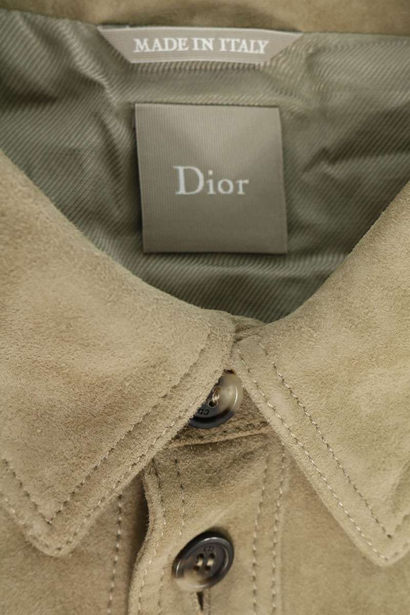 DIOR Suede Front Logo Shirt Jacket Beige Size L