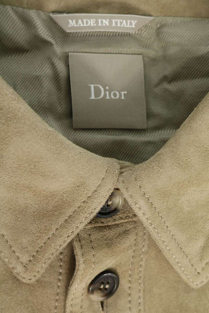 DIOR Suede Front Logo Shirt Jacket Beige Size L