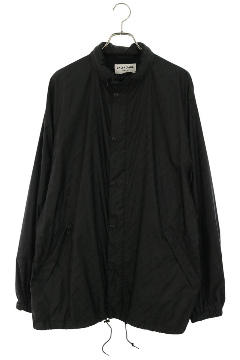 BALENCIAGA All-Over Logo Nylon Jacket Black Size XXS