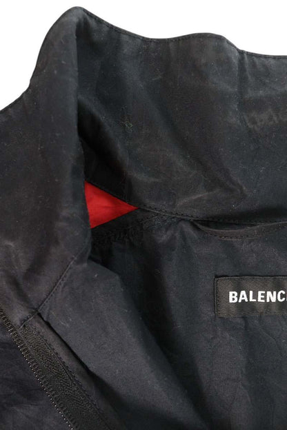 BALENCIAGA Crinkled Zip-Up Nylon Jacket Black Size 48