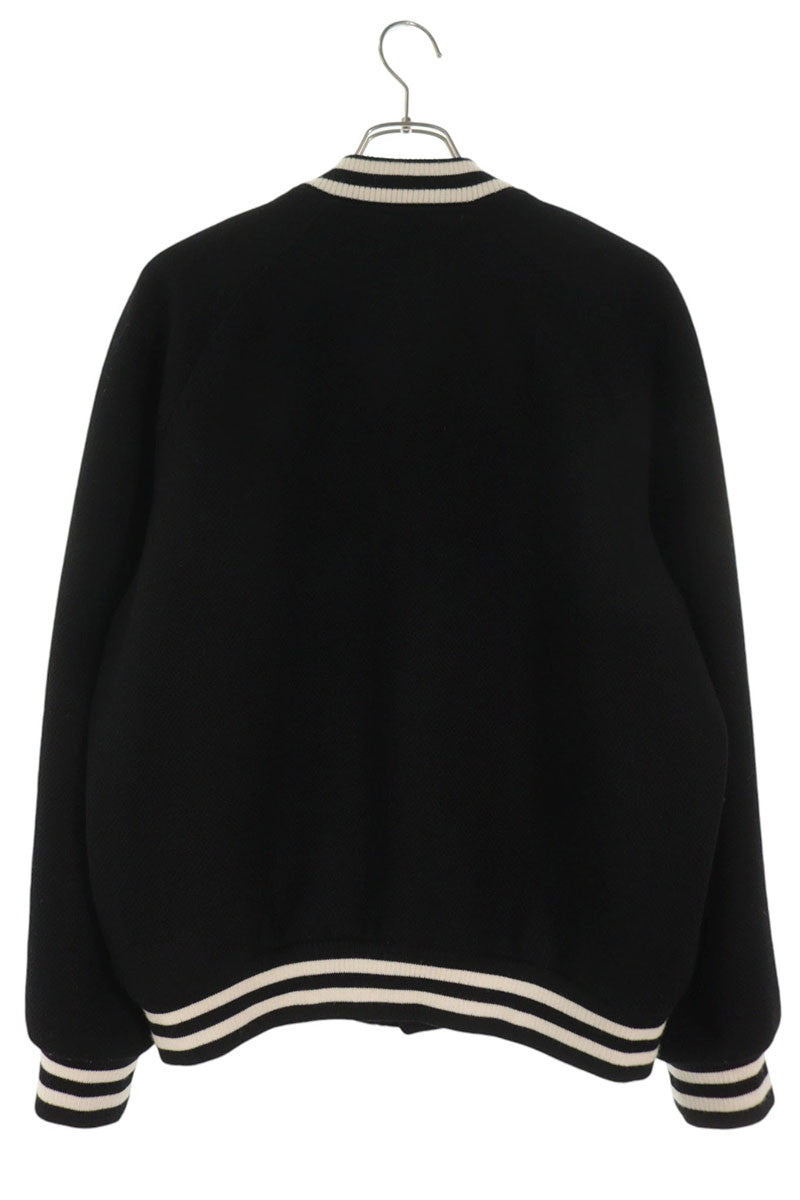 CELINE 25AW Triomphe Teddy Varsity Black White Jacket Size 50