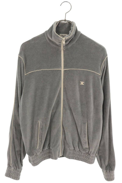 CELINE Triomphe Velvet Track Jacket Gray Size XS