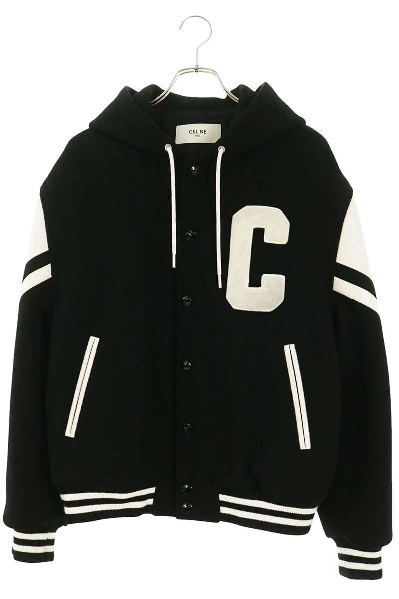 CELINE C-Logo Patch Hooded Teddy Blouson Black Size 48