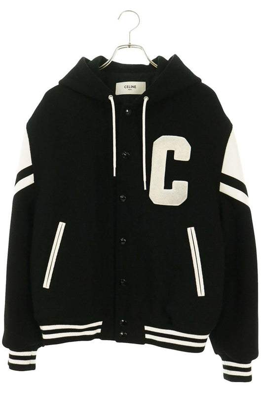 CELINE C-Logo Patch Hooded Teddy Blouson Black Size 48