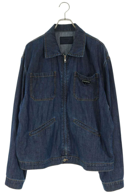 PRADA Triangle Logo Denim Jacket Indigo Size L