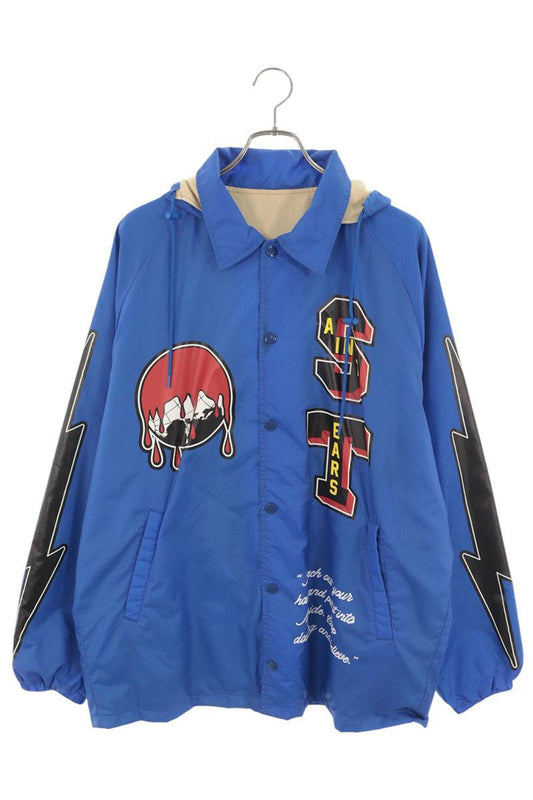 SAINT MICHAEL 22AW Hooded Nylon Coach Jacket Blue Size L
