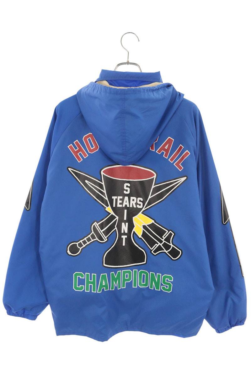 SAINT MICHAEL 22AW Hooded Nylon Coach Jacket Blue Size L