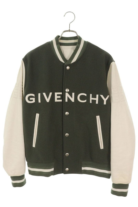 GIVENCHY Logo Patch Leather Sleeve Jacket Multi Size 46