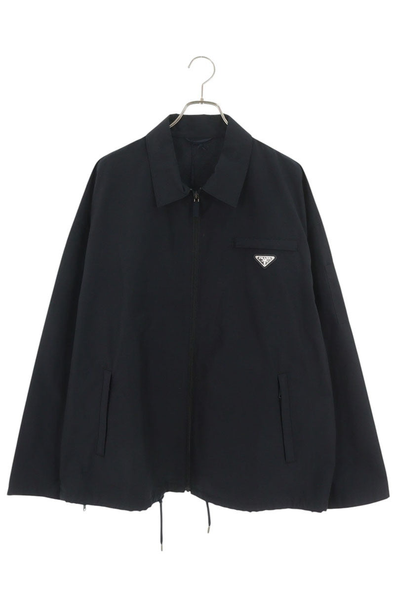 PRADA Re-Nylon Triangle Logo Plate Zip Blouson Navy Size XXL
