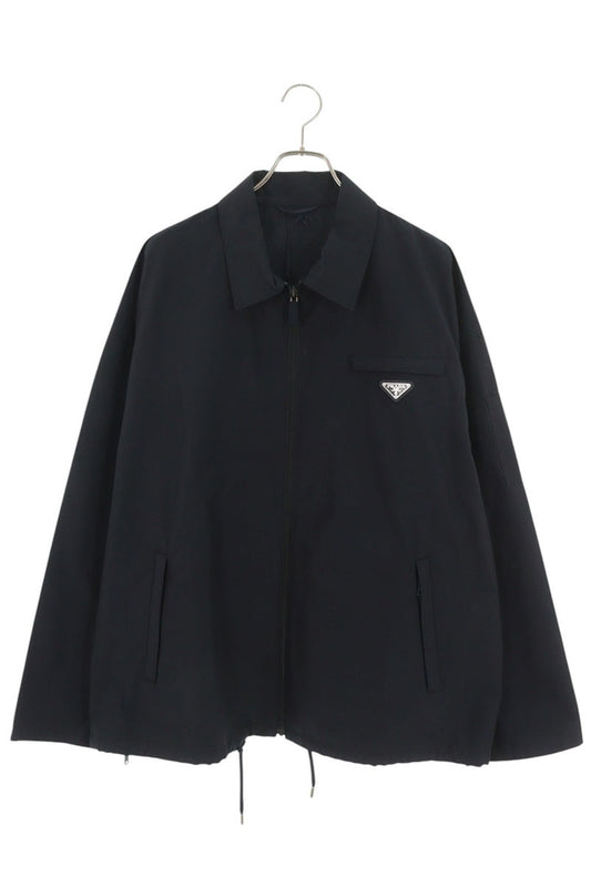 PRADA Re-Nylon Triangle Logo Plate Zip Blouson Navy Size XXL