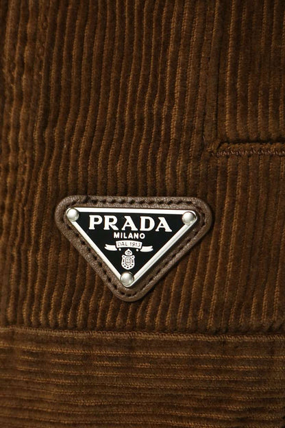 PRADA Triangle Logo Plate Corduroy Jacket Brown Size M