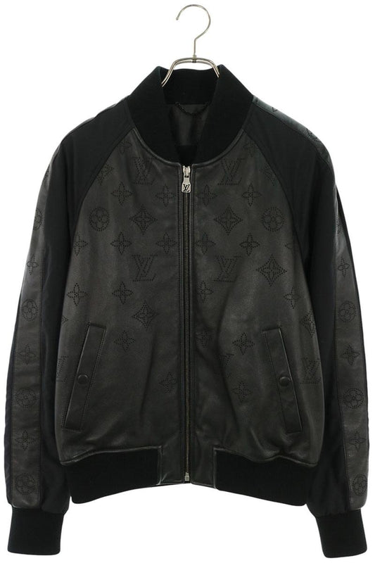 LOUISVUITTON 25AW Monogram Leather Mix Jacket Black Size 46