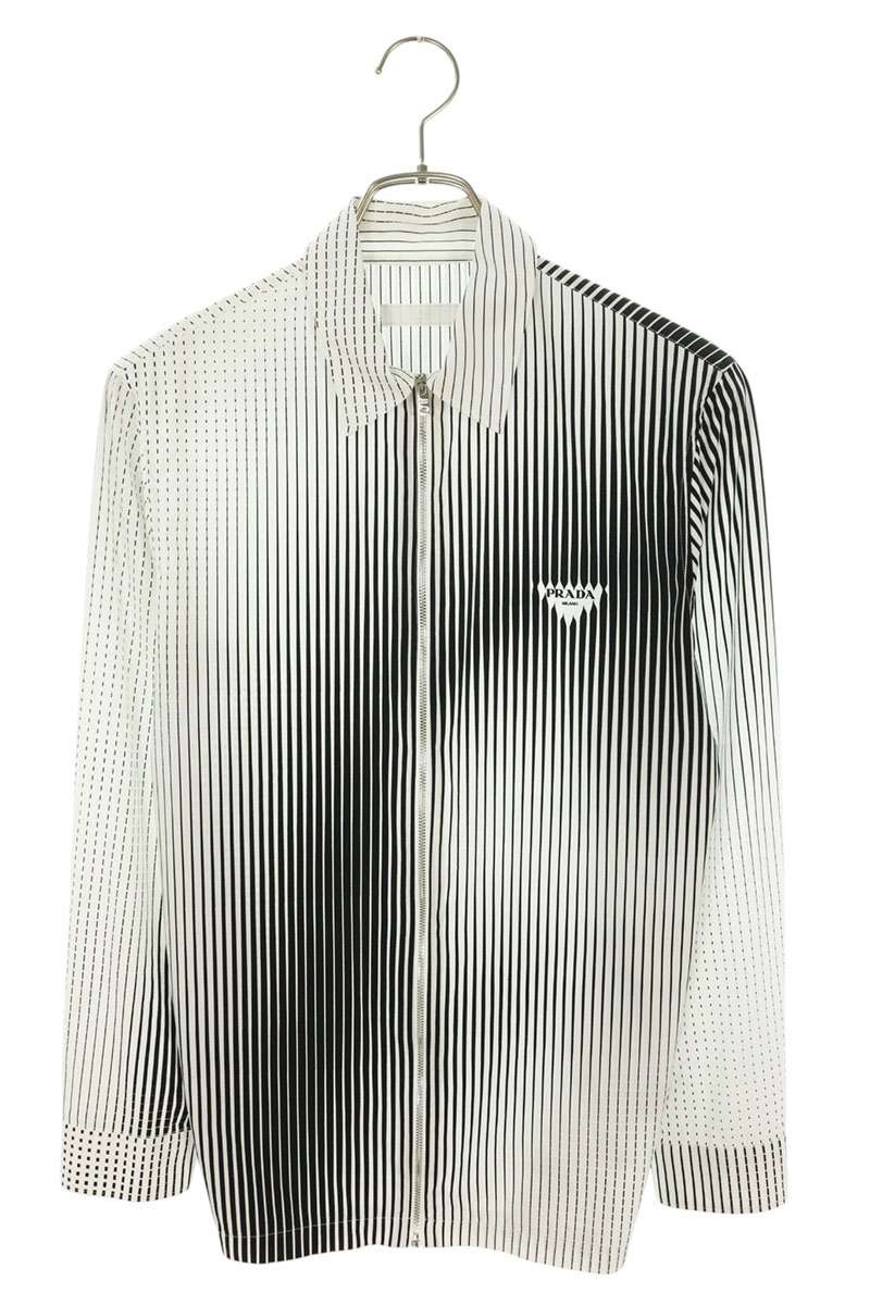 PRADA 21SS Multi-Stripe Zip Shirt Jacket Black/White Size XS