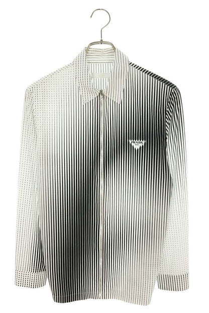 PRADA 21SS Multi-Stripe Zip Shirt Jacket Black/White Size XS