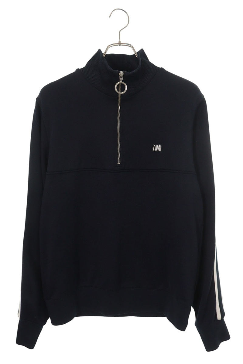 AMI Half Zip Side Stripe Jacket Navy Size XL