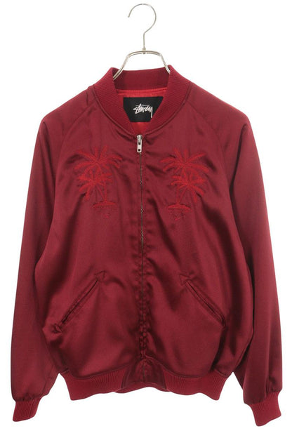 STUSSY Red Palm Tree Embroidered Back Sukajan Jacket Size S