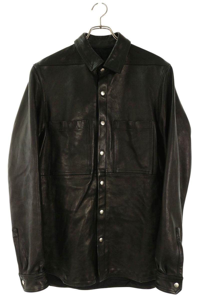 Rick Owens Black Lamb Leather Snap Button Jacket Size 48