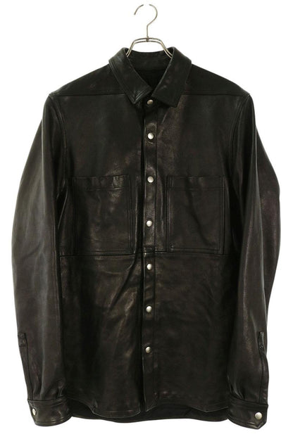 Rick Owens Black Lamb Leather Snap Button Jacket Size 48