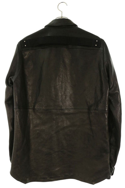 Rick Owens Black Lamb Leather Snap Button Jacket Size 48