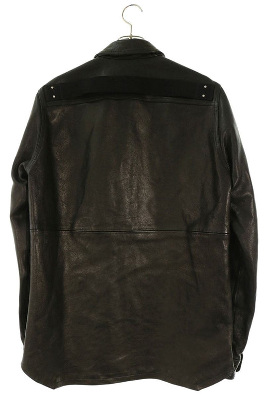 Rick Owens Black Lamb Leather Snap Button Jacket Size 48
