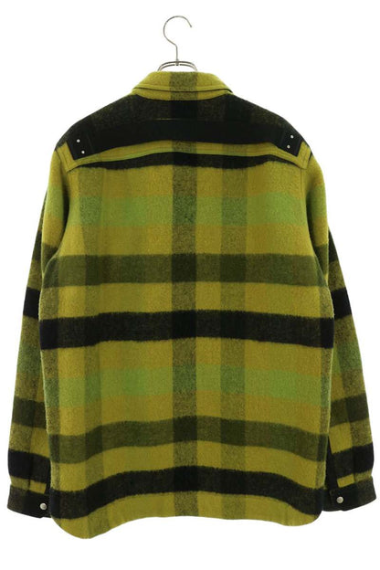 Rick Owens Check Wool Outer Shirt Yellow Green Blouson Size 50