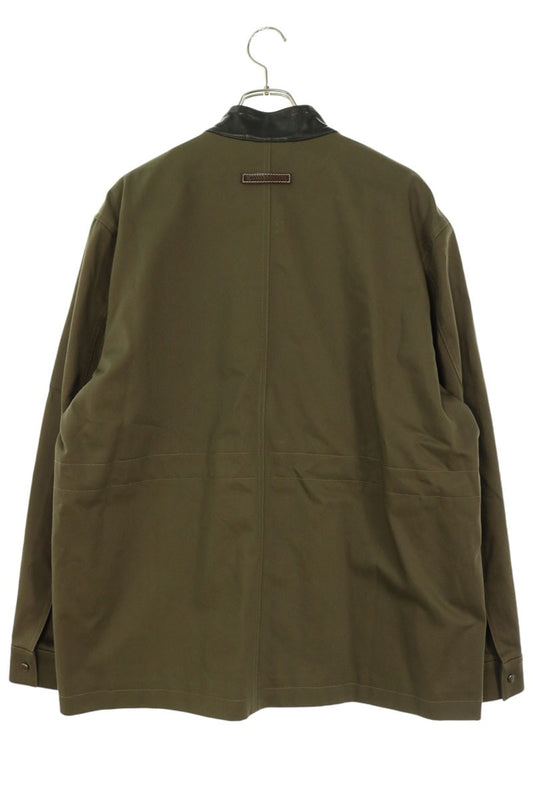 WALES BONNER 26SS Leather Trim Vision Olive Black Jacket Size L