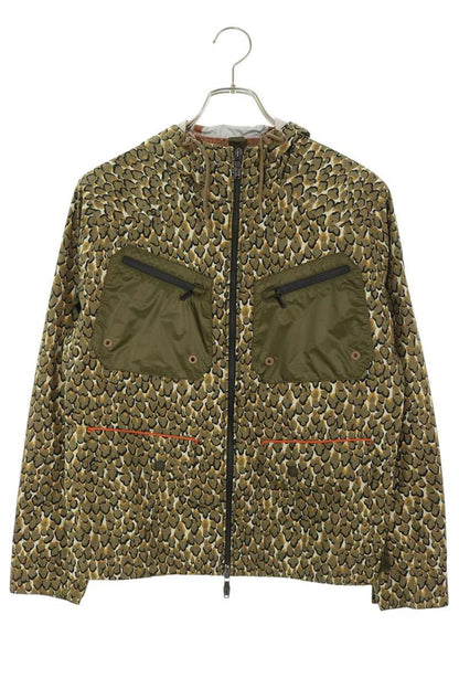 MONCLER Green Patterned Zip Mountain Jacket Size 0