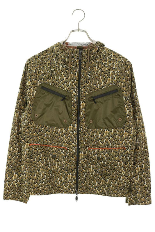 MONCLER Green Patterned Zip Mountain Jacket Size 0