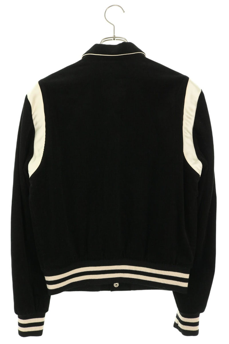 CELINE Teddy Corduroy Varsity Jacket Black/White Size 46