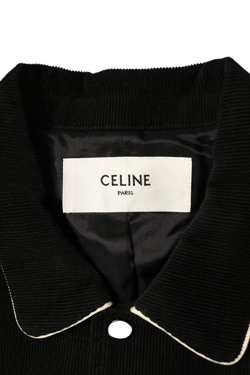 CELINE Teddy Corduroy Varsity Jacket Black/White Size 46