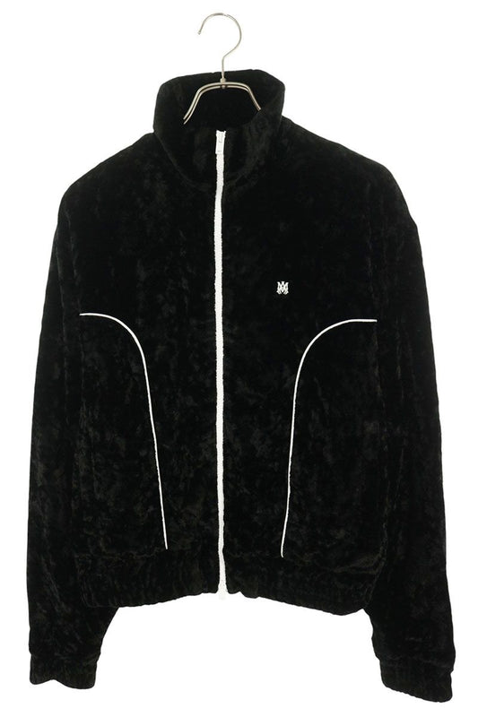 AMIRI Logo Applique Crushed Velvet Blouson Black Size M