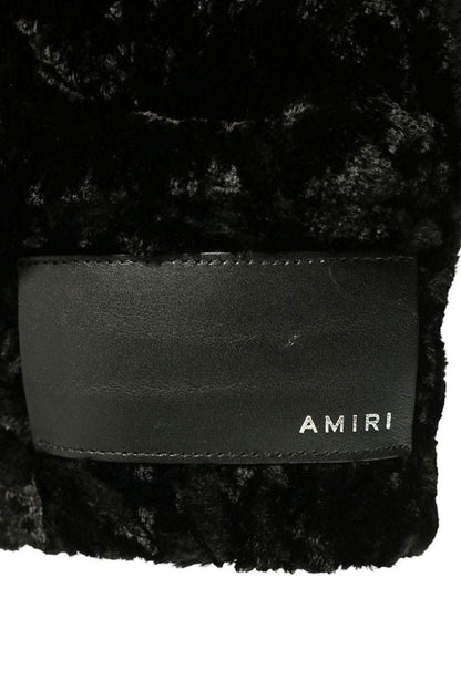 AMIRI Logo Applique Crushed Velvet Blouson Black Size M