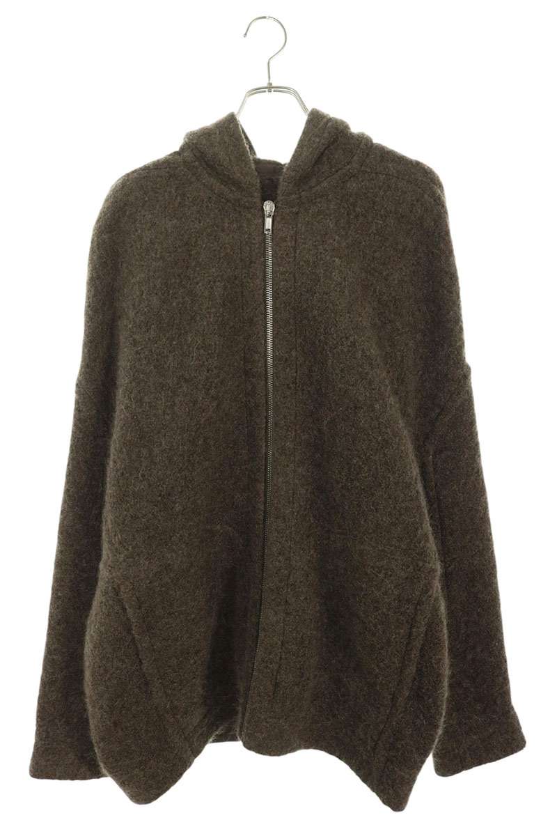 Rick Owens Wool Blend Zip Front Jacket Brown Size 46