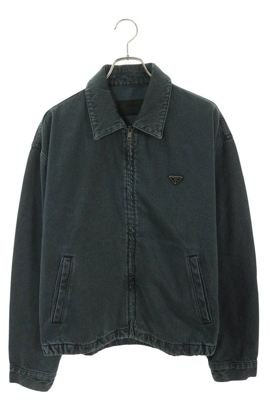 PRADA Triangle Logo Plate Denim Jacket Gray Size L