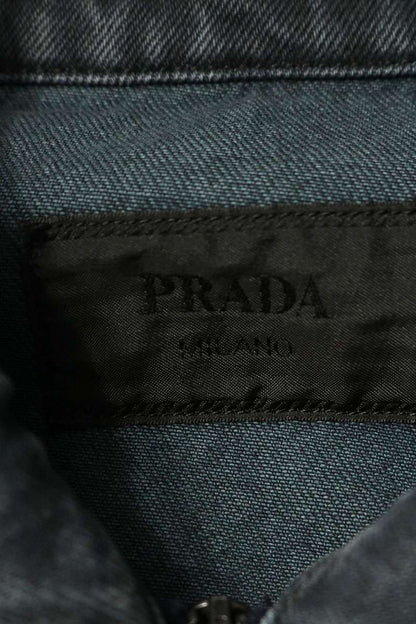 PRADA Triangle Logo Plate Denim Jacket Gray Size L