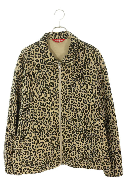 SUPREME 22AW Moleskin Leopard Work Jacket Beige Size XL