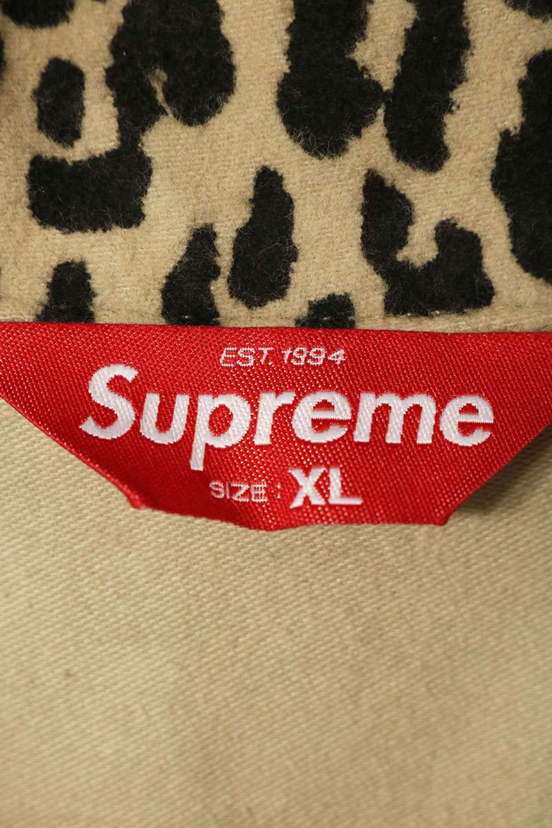 SUPREME 22AW Moleskin Leopard Work Jacket Beige Size XL