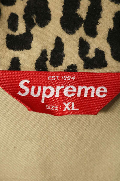 SUPREME 22AW Moleskin Leopard Work Jacket Beige Size XL