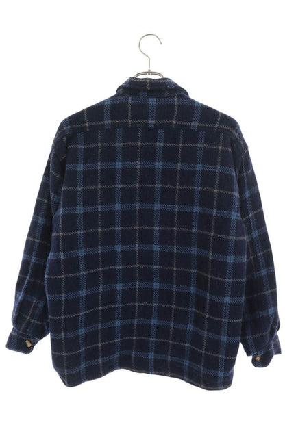 STUSSY Wool CPO Check Shirt Jacket Blue Size S
