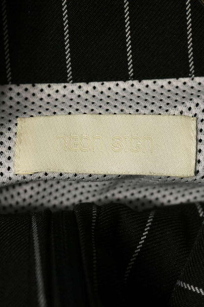 NEON SIGN Chalk Stripe Truck Jacket Black Size 48