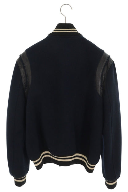 SAINT LAURENT PARIS Wool & Leather Teddy Jacket Blue Size 46