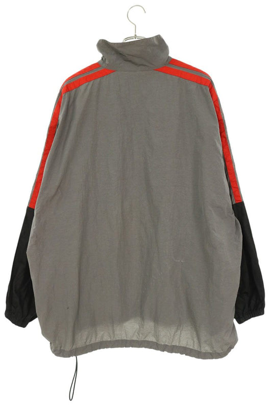 BALENCIAGA Front Logo Nylon Jacket Grey Black Red Size 46