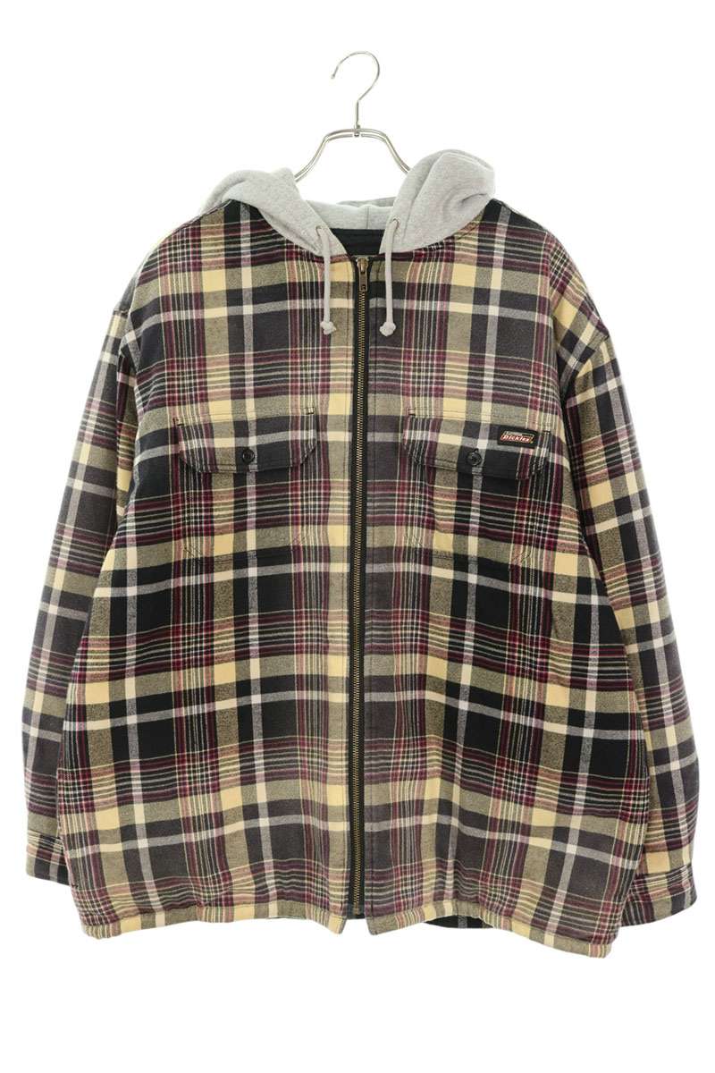SUPREME Plaid Hooded Zip Up Jacket Brown Gray Size L