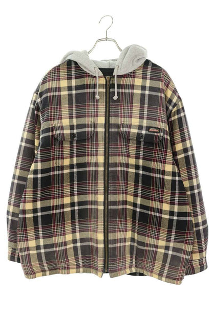 SUPREME Plaid Hooded Zip Up Jacket Brown Gray Size L