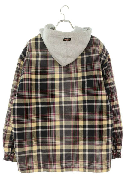 SUPREME Plaid Hooded Zip Up Jacket Brown Gray Size L