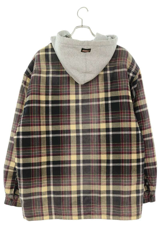 SUPREME Plaid Hooded Zip Up Jacket Brown Gray Size L