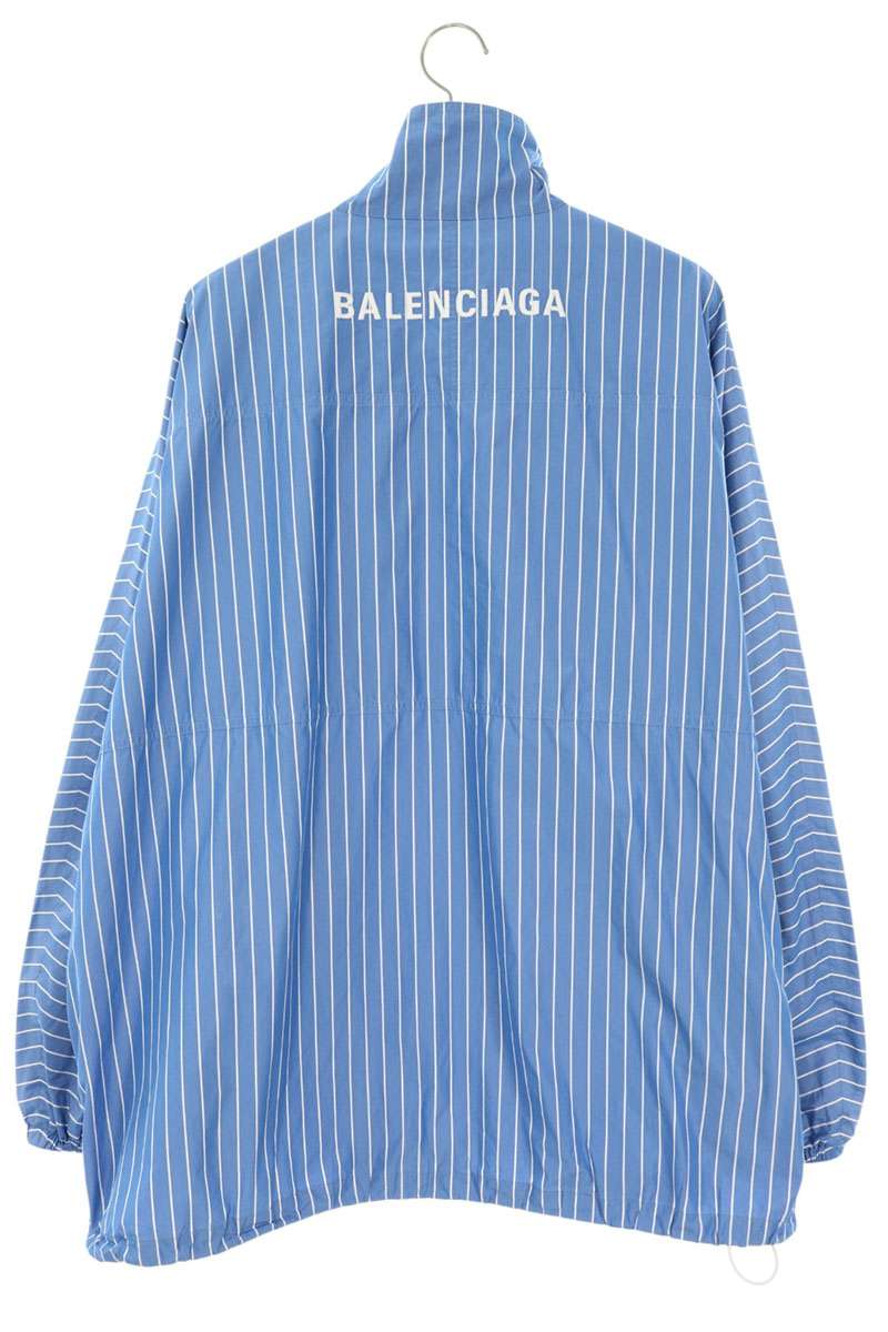 BALENCIAGA Logo Print Stripe Poplin Shirt Jacket Size 44